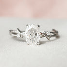 1.0CT Oval Twig Moissanite Diamond Engagement Ring In Solid Gold