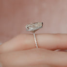 3.50CT Pear Pave Moissanite Diamond Hidden Halo Engagement Ring