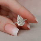 3.50CT Pear Pave Moissanite Diamond Hidden Halo Engagement Ring