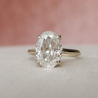 3.0CT Oval Cut Hidden Halo Moissanite Engagement Ring