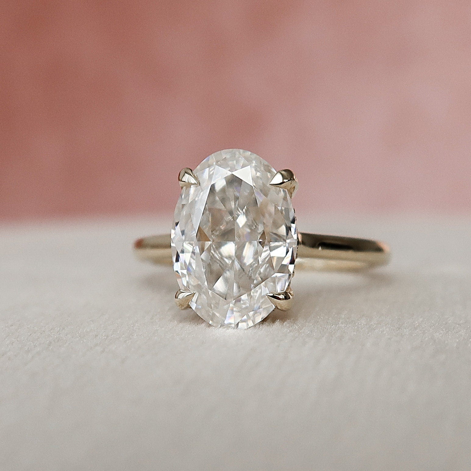 3.0CT Oval Cut Hidden Halo Moissanite Engagement Ring