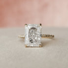 5.0CT Radiant Hidden Halo Moissanite Diamond Pave Engagement Ring