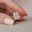 5.0CT Radiant Hidden Halo Moissanite Diamond Pave Engagement Ring