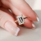 3.0CT Cathedral Set Emerald Cut Moissanite Diamond Hidden Halo Engagement Ring