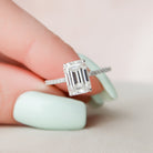 3.0CT Emerald Cut Pave Moissanite Diamond Hidden Halo Engagement Ring