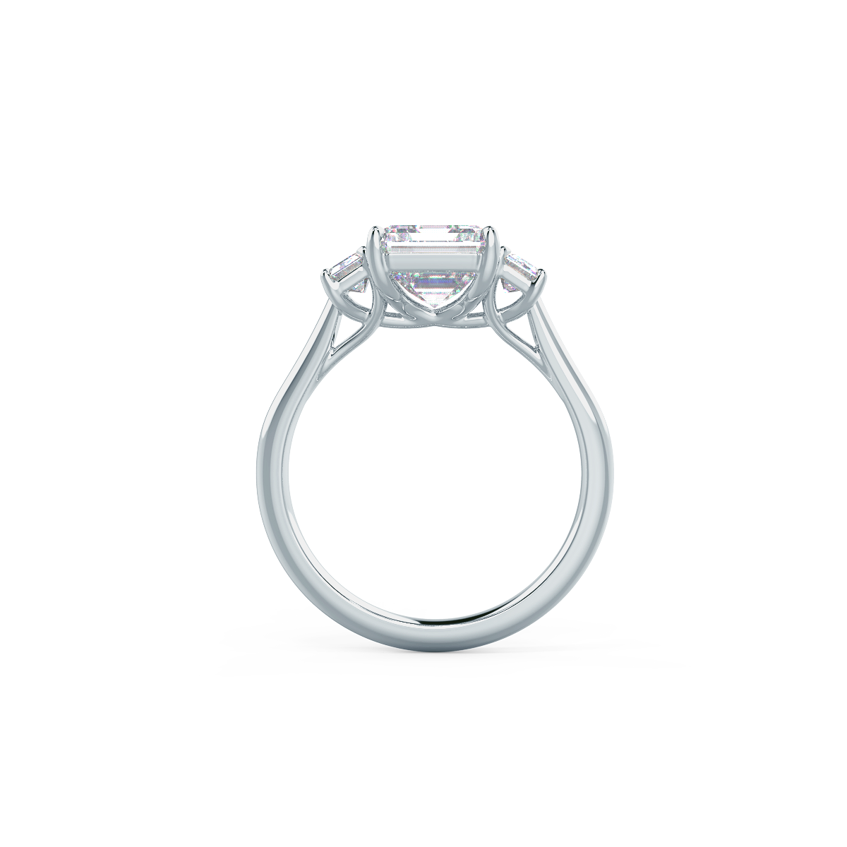 1.0CT Asscher Three Stone Moissanite Diamond Solitaire Engagement Ring
