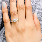 1.75CT Asscher Three Stone Moissanite Diamond Solitaire Engagement Ring