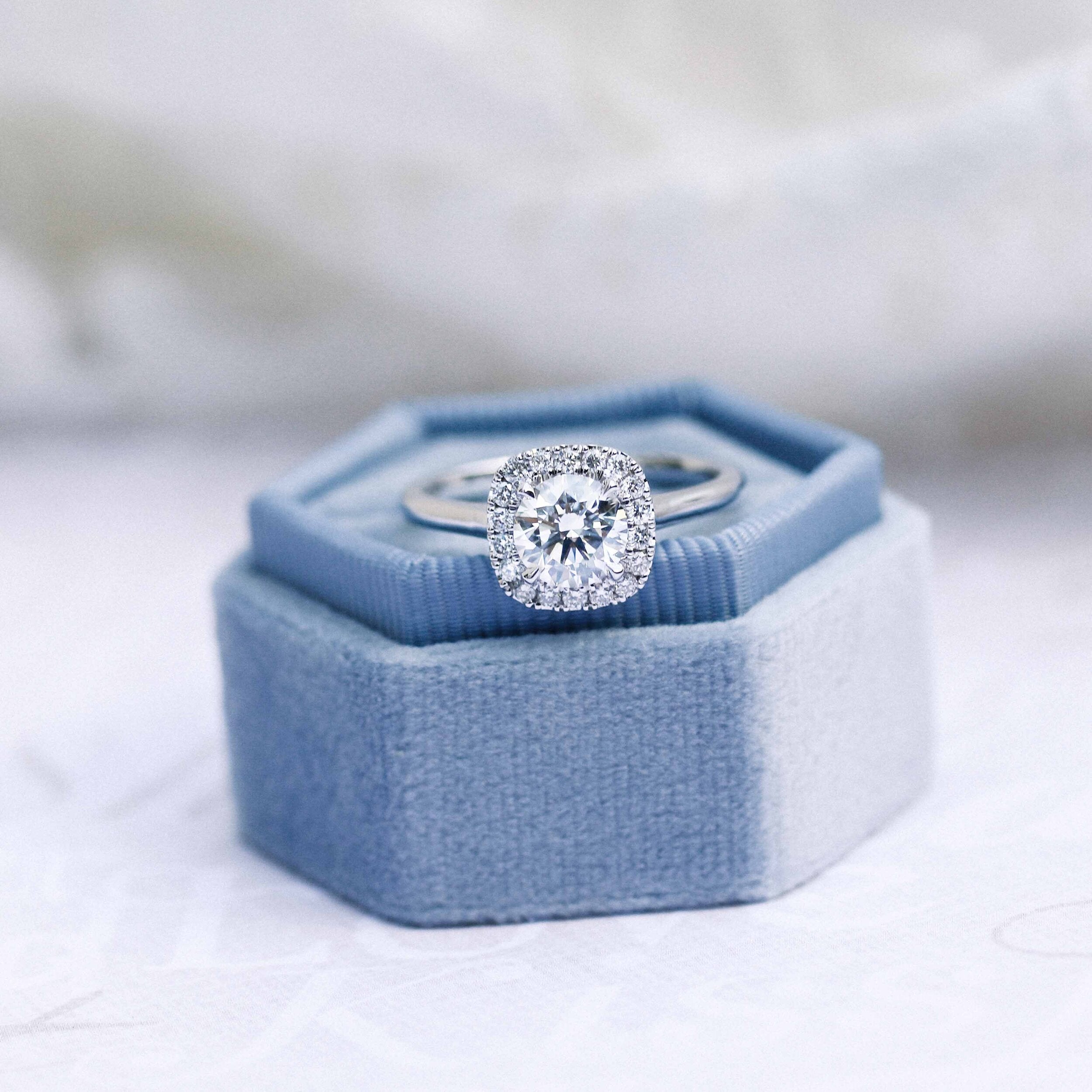 1.75CT Cathedral Set Round Moissanite Diamond Halo Engagement Ring For Women