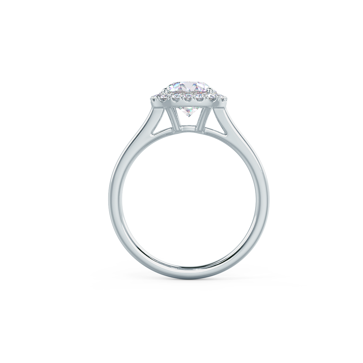 1.75CT Cathedral Set Round Moissanite Diamond Halo Engagement Ring For Women