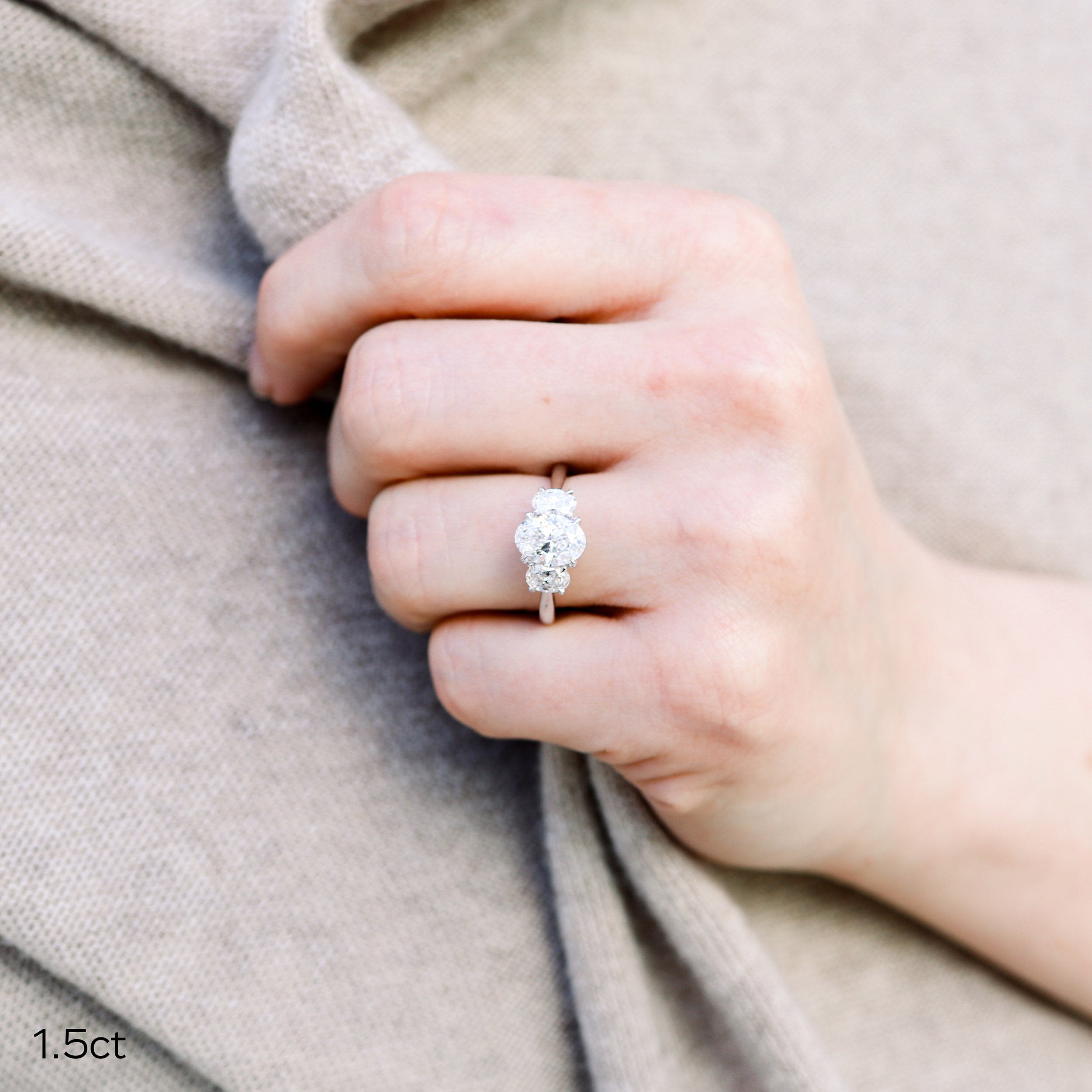 1.50CT Oval Three Stone Moissanite Diamond Solitaire Engagement Ring For Women