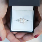  2.0CT Emerald Cut Moissanite Three Stone Diamond Engagement Ring