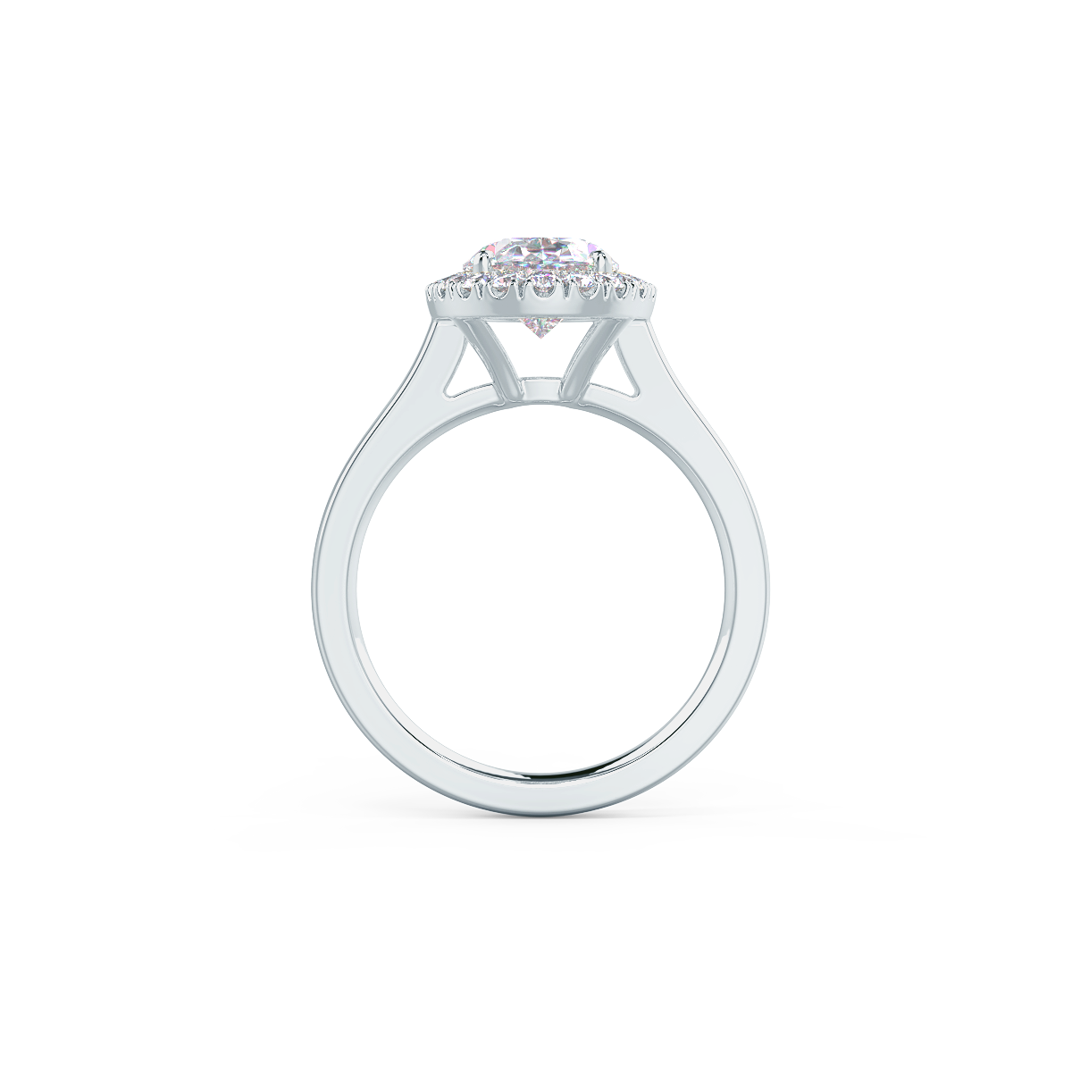 2.0CT Cathedral Set Oval Moissanite Diamond Halo Engagement Ring For Her