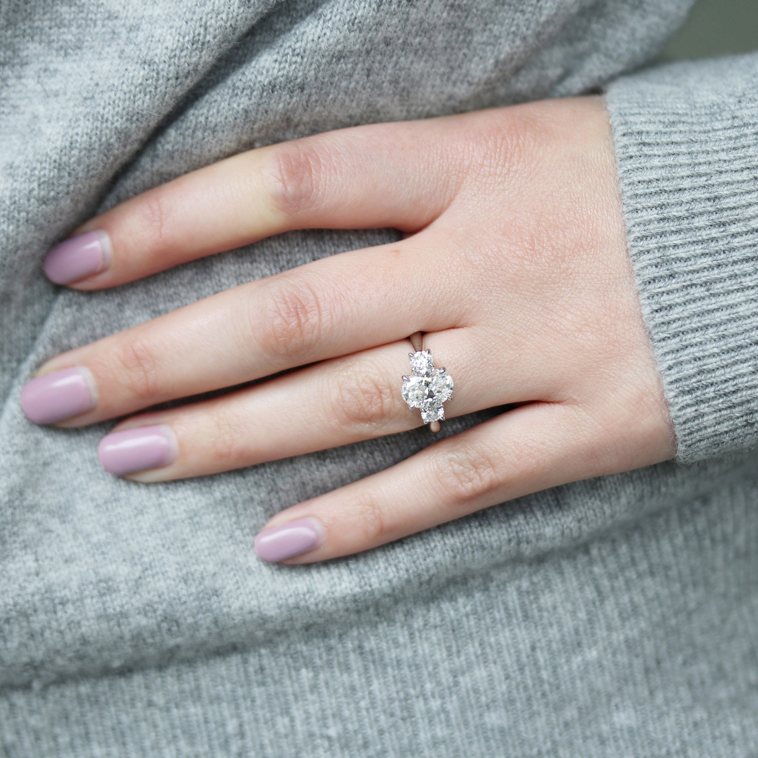 1.50CT Oval Three Stone Moissanite Diamond Solitaire Engagement Ring