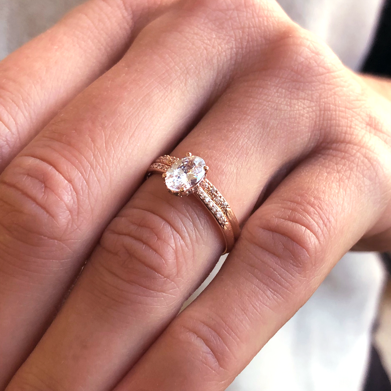 0.84CT Oval Hidden Halo Moissanite Diamond Pave Engagement Ring For Women