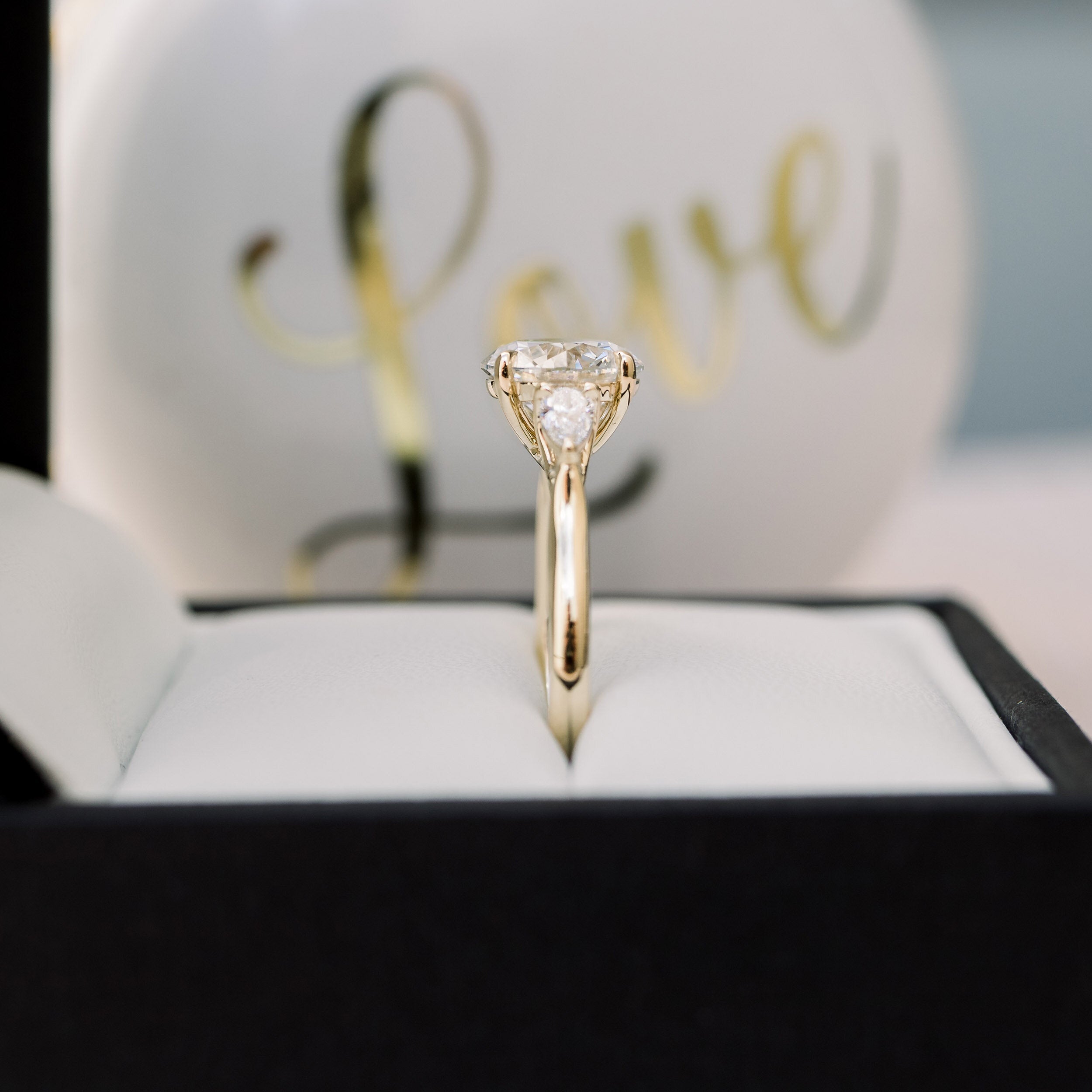 Three Stone Moissanite Engagement Ring