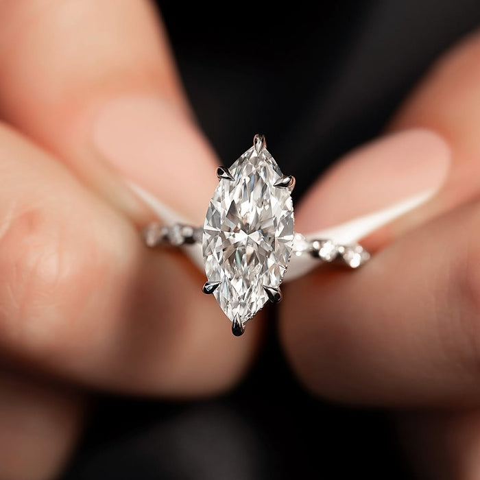 4.0CT Marquise Diamond Hidden Halo Pave Setting Lab Grown Engagement Ring