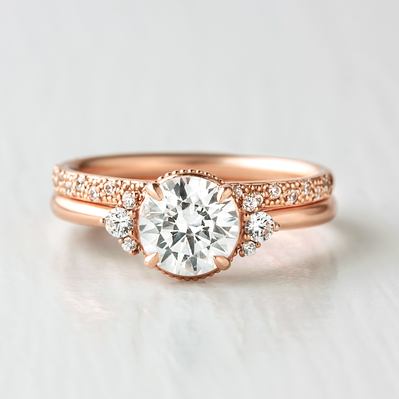 1.20CT Round Vintage Moissanite Diamond Cluster Engagement Ring