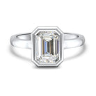 Emerald Cut Bezel Set Moissanite Diamond Engagement Ring For Her 