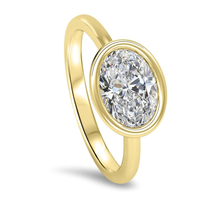 Oval Cut Diamond Bezel Set Moissanite Engagement Ring For Her 