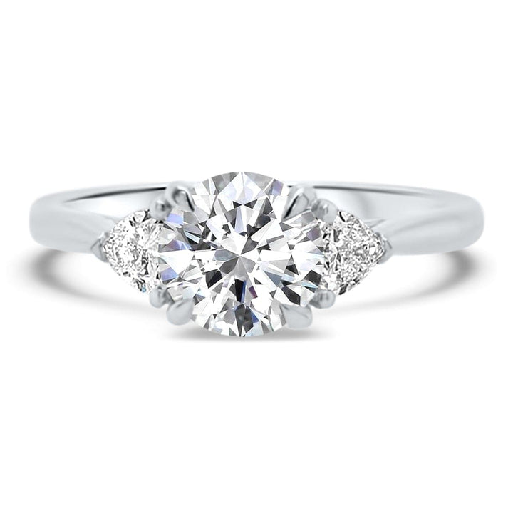 Round Cut Diamond Three Stone Moissanite Engagement Ring For Her 