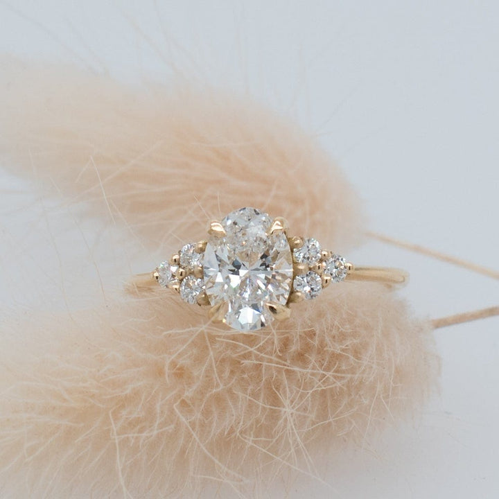 Oval Cut Diamond Cluster Moissanite Engagement Ring For Women