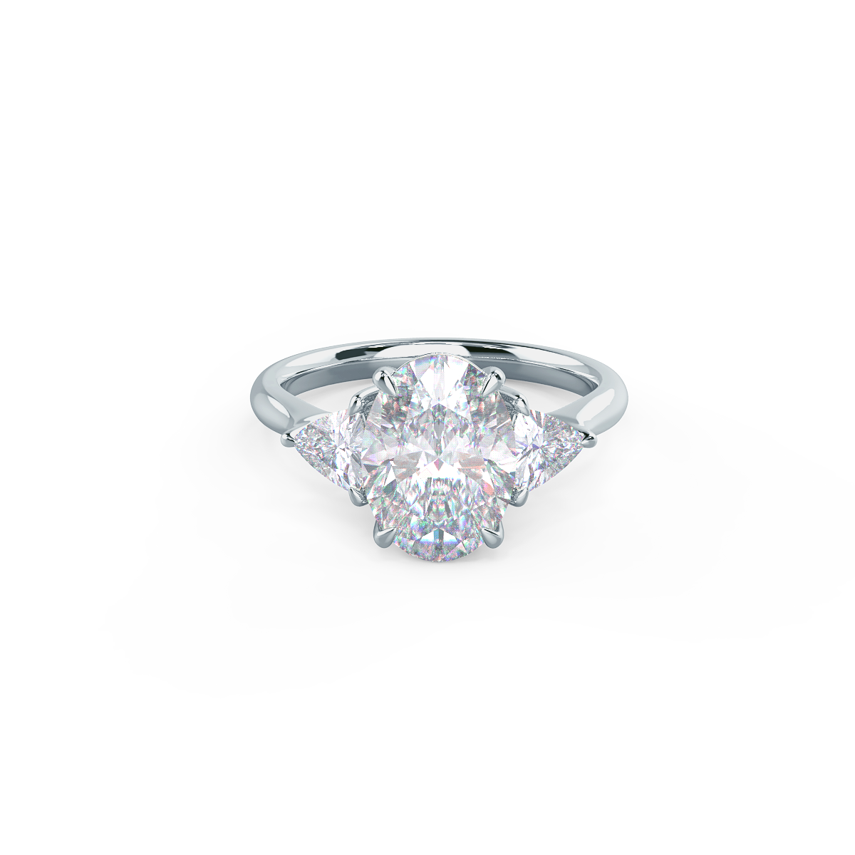 2.25CT Oval Three Stone Moissanite Diamond Cathedral Set Engagement Ring For Her