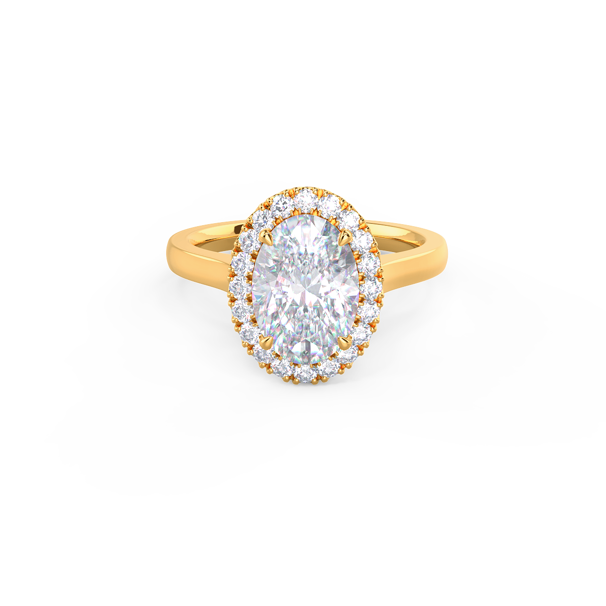 2.0CT Cathedral Set Oval Moissanite Diamond Halo Engagement Ring For Her