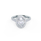 2.15CT Oval Cut Moissanite Halo Pave Diamond Engagement Ring