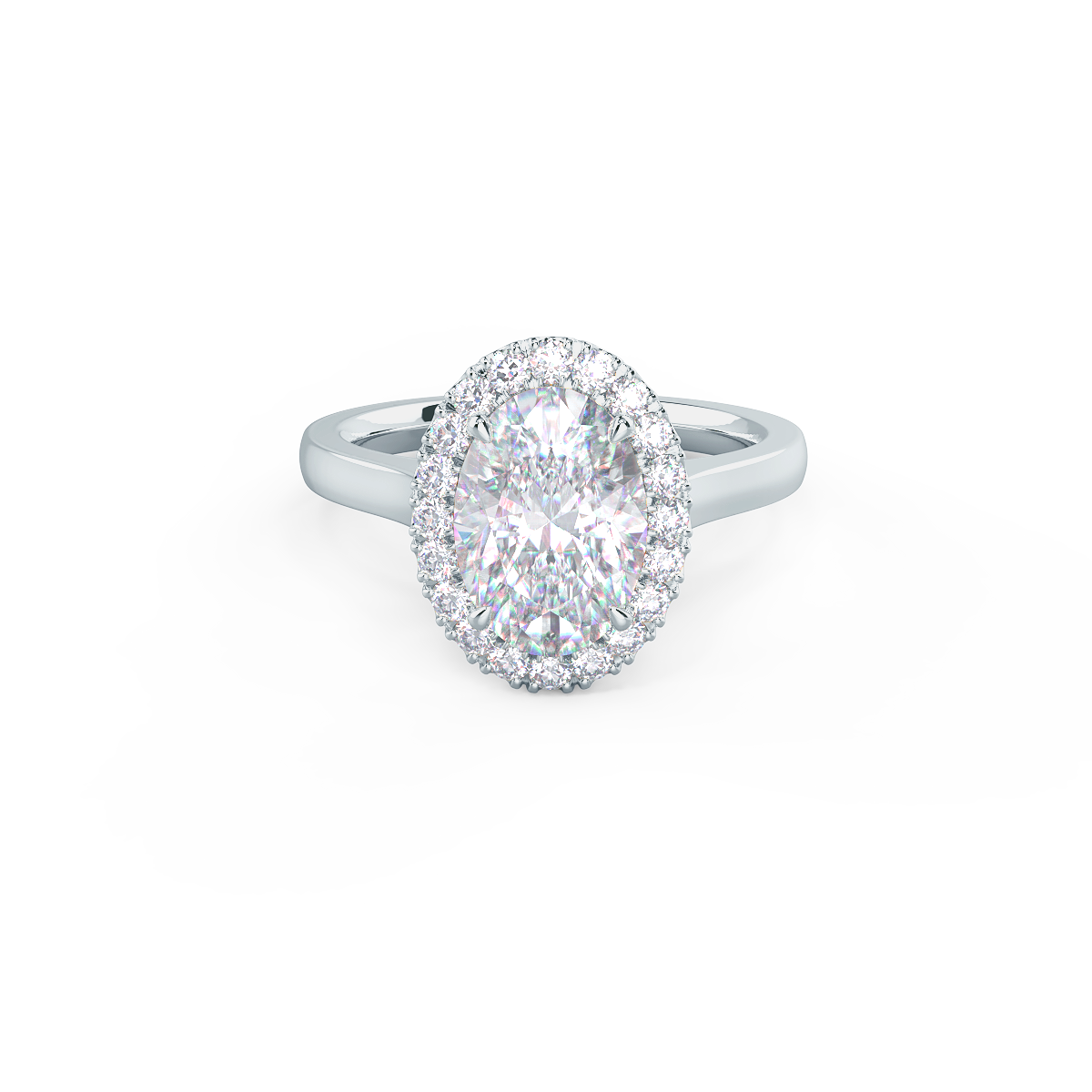 2.0CT Cathedral Set Oval Moissanite Diamond Halo Engagement Ring For Her