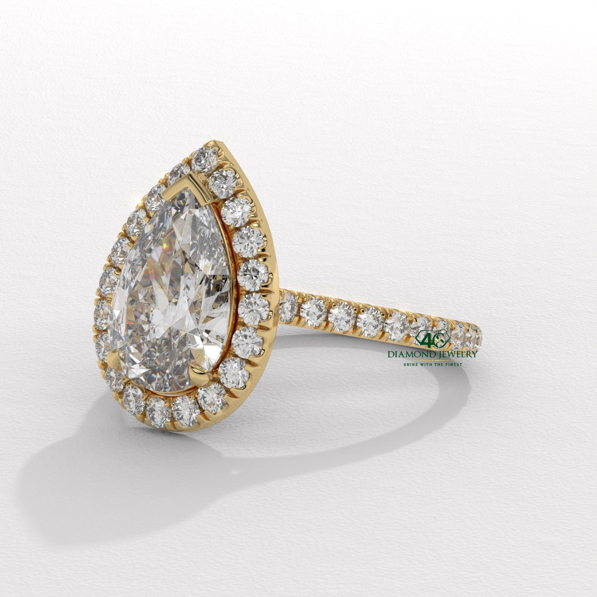 white gold pear diamond ring, rose gold pear engagement ring, pear solitaire diamond ring