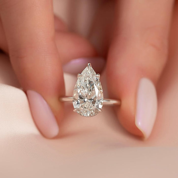 3.0CT Pear Diamond Hidden Halo Setting Lab Grown Engagement Ring