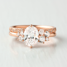 1.33CT Oval Cut Unique Cluster Moissanite Engagement Ring