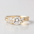 1.0CT Round Cluster Moissanite Diamond Solitaire Engagement Ring In Solid Gold