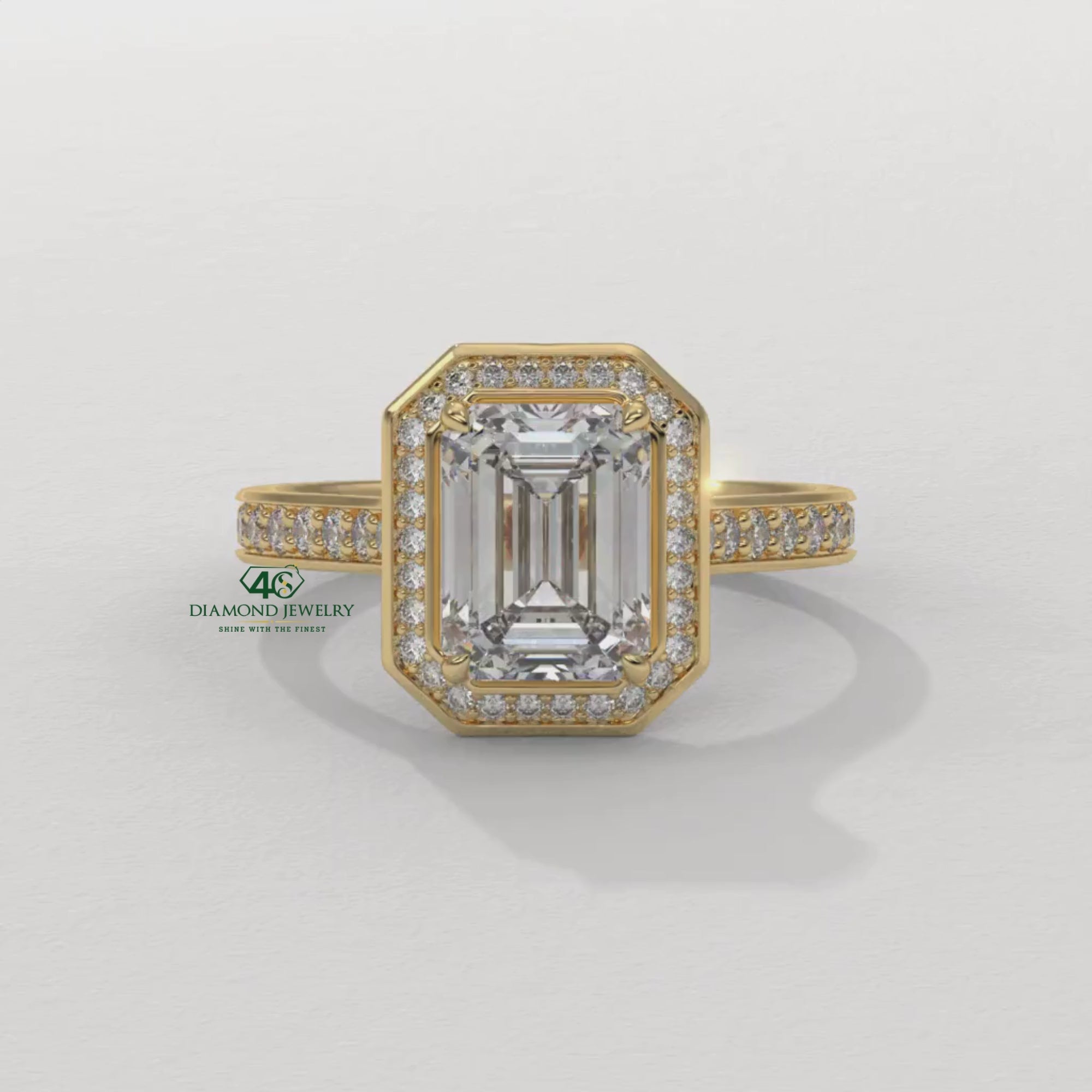 emerald diamond solitaire ring, elegant emerald cut ring, dainty emerald diamond ring, emerald shaped diamond ring