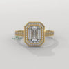 emerald diamond solitaire ring, elegant emerald cut ring, dainty emerald diamond ring, emerald shaped diamond ring
