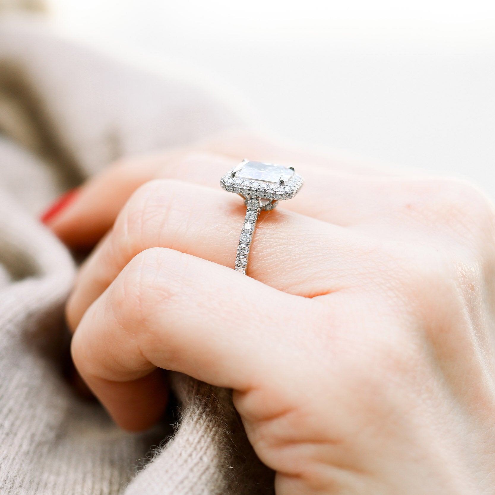 Moissanite engagement ring set for brides sale clearance