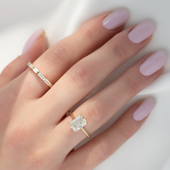 2.0CT Radiant Cut Diamond Hidden Halo Setting Lab Grown Engagement Ring