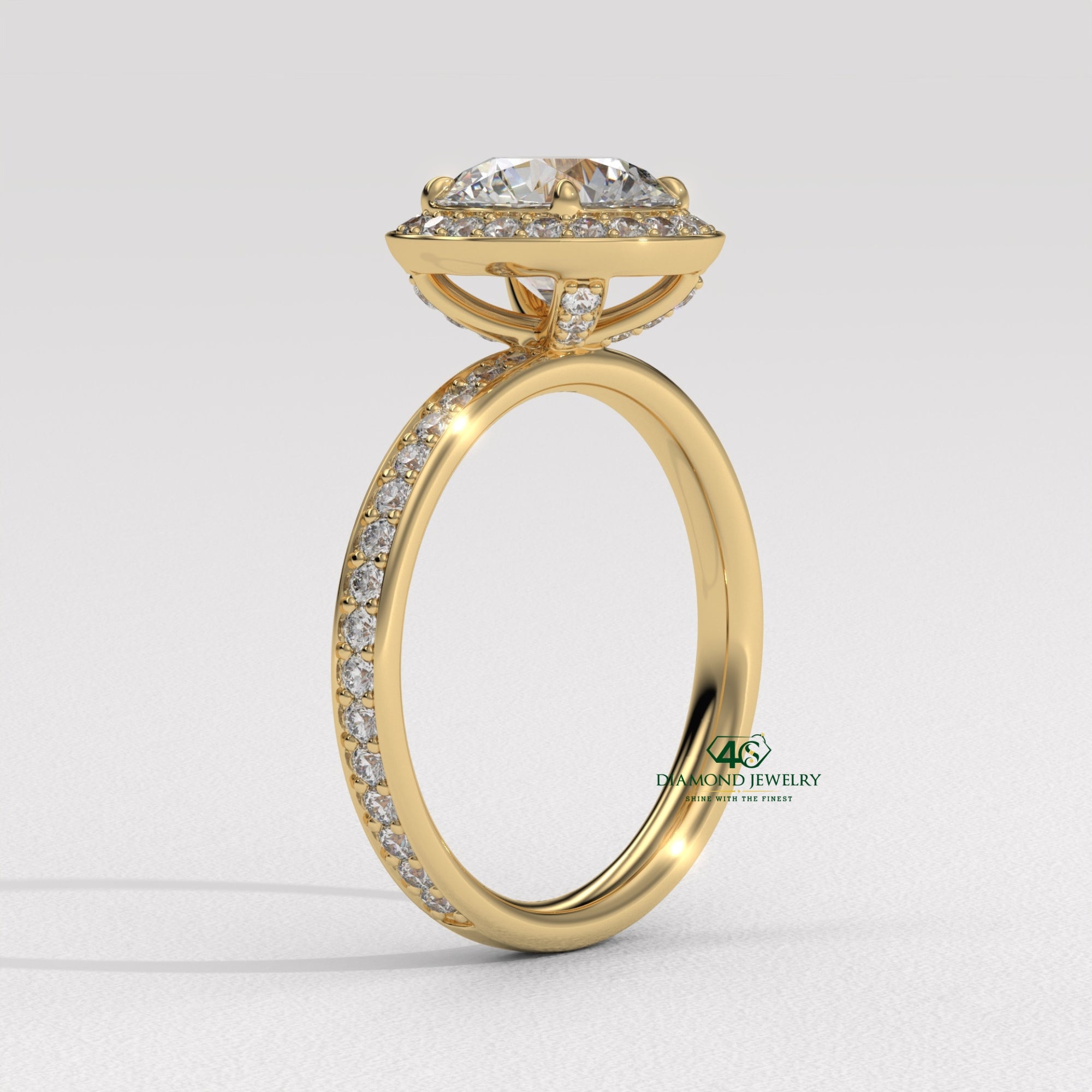 handcrafted round diamond ring, fine gold round cut ring, minimalist round diamond ring, gold ring for proposal, round diamond cathedral setting, premium round cut engagement ring, gold twisted band with diamond