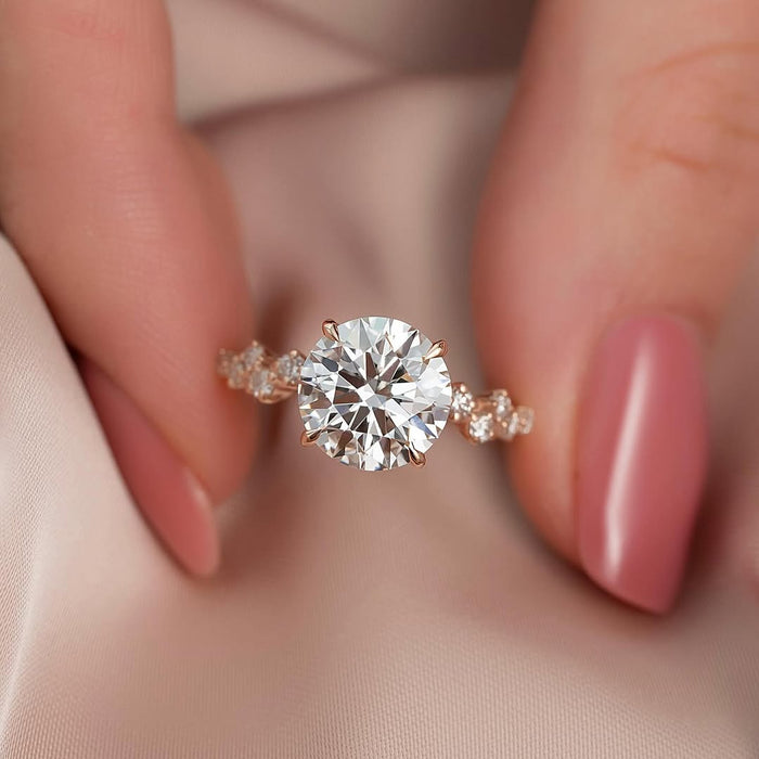 3.0CT Round Diamond Cluster Setting Lab Grown Engagement Ring