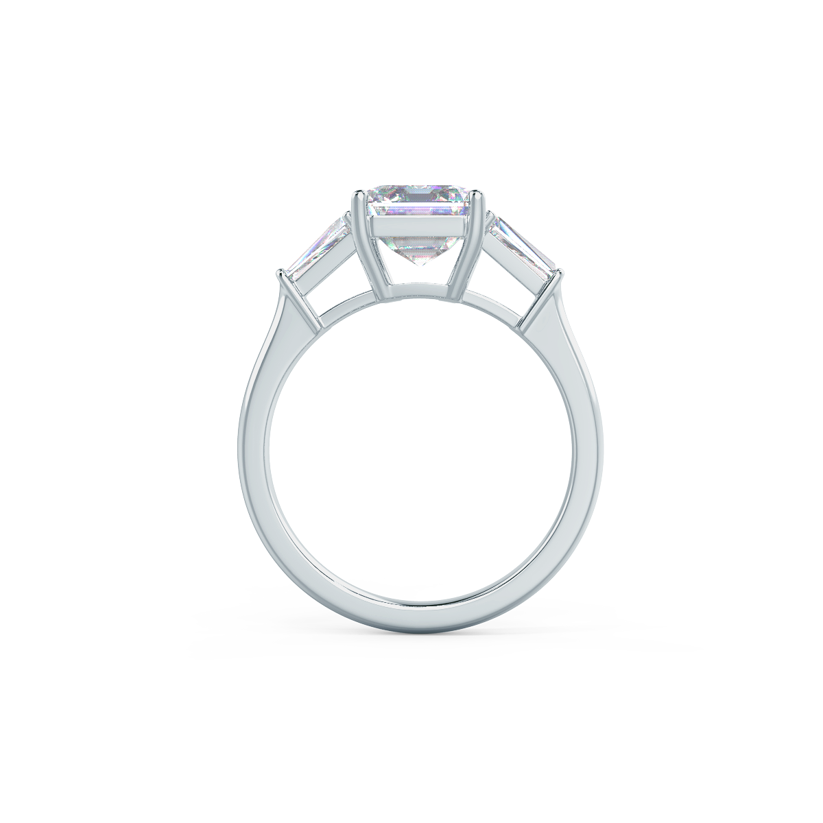 1.75CT Asscher Three Stone Moissanite Diamond Solitaire Engagement Ring