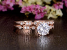 round-cut-solitaire-milgrain-style-moissanite-bridal-ring-set