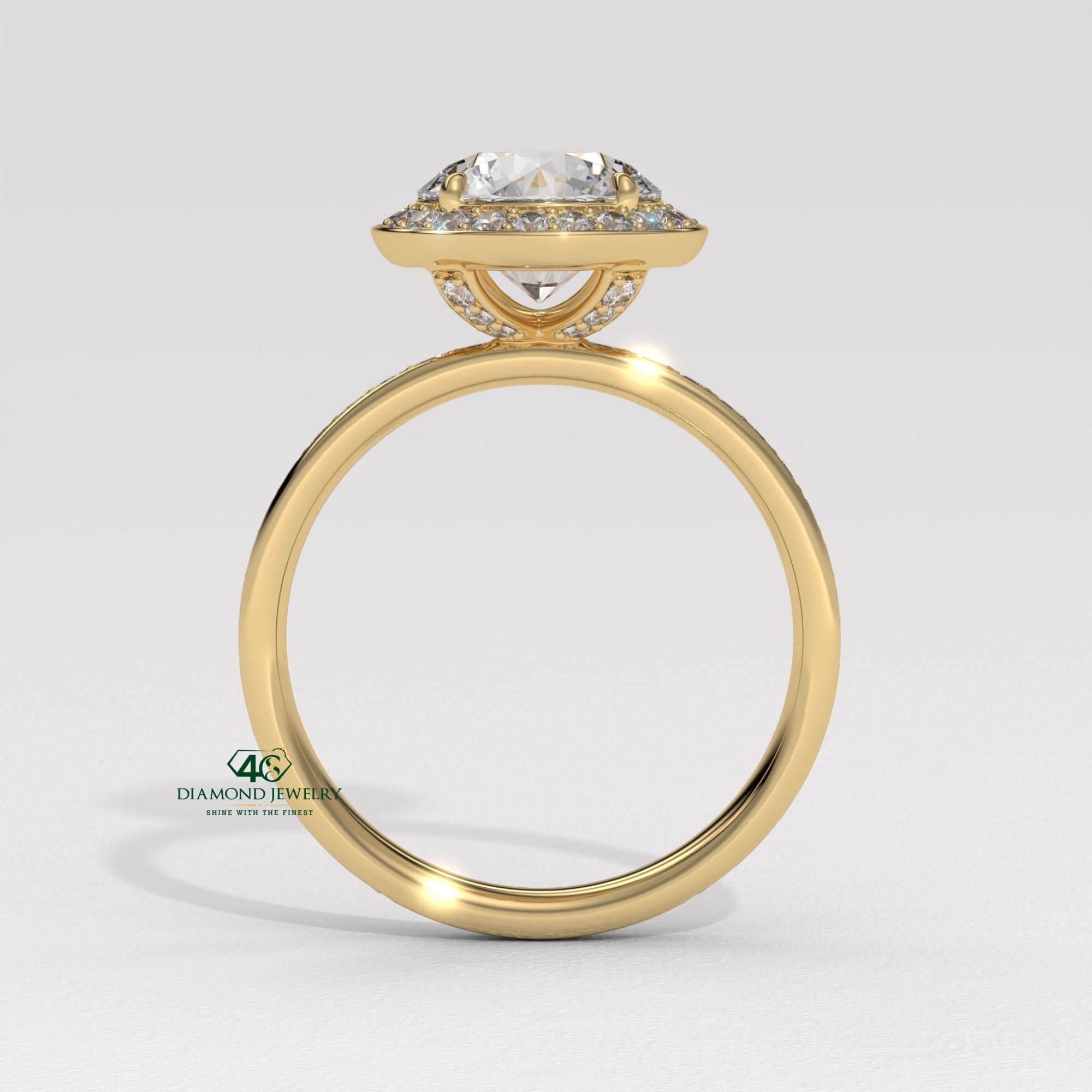  modern round diamond ring, round diamond split shank ring, petite round diamond ring, artistic round cut ring design, luxury round cut gold ring, round diamond ring for her, gold engagement ring classic style