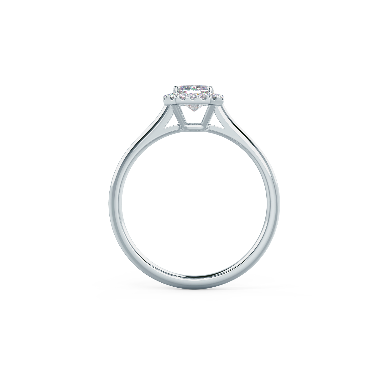 1.0CT Emerald Cut Halo Moissanite Diamond Solitaire Engagement Ring