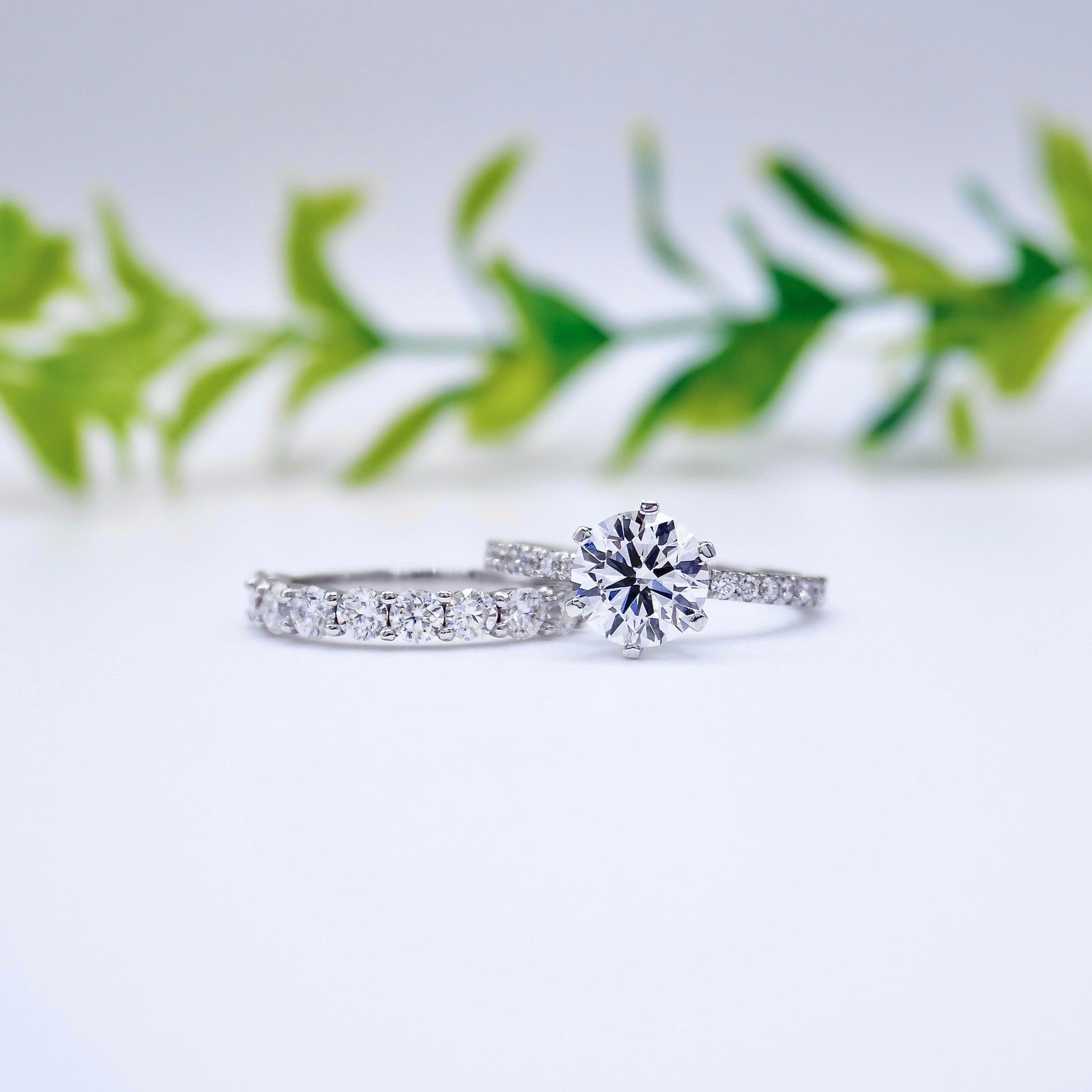 Round Cut Diamond Pave Moissanite Engagement Ring For Her