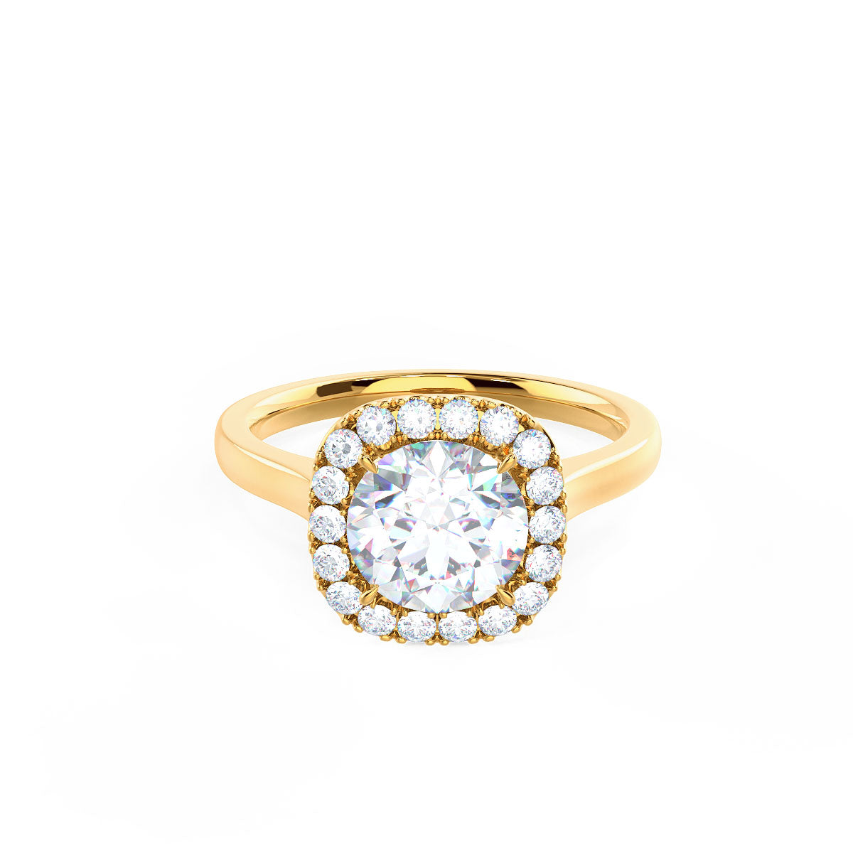 1.75CT Cathedral Set Round Moissanite Diamond Halo Engagement Ring For Women