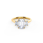  2.0CT Emerald Cut Moissanite Three Stone Diamond Engagement Ring