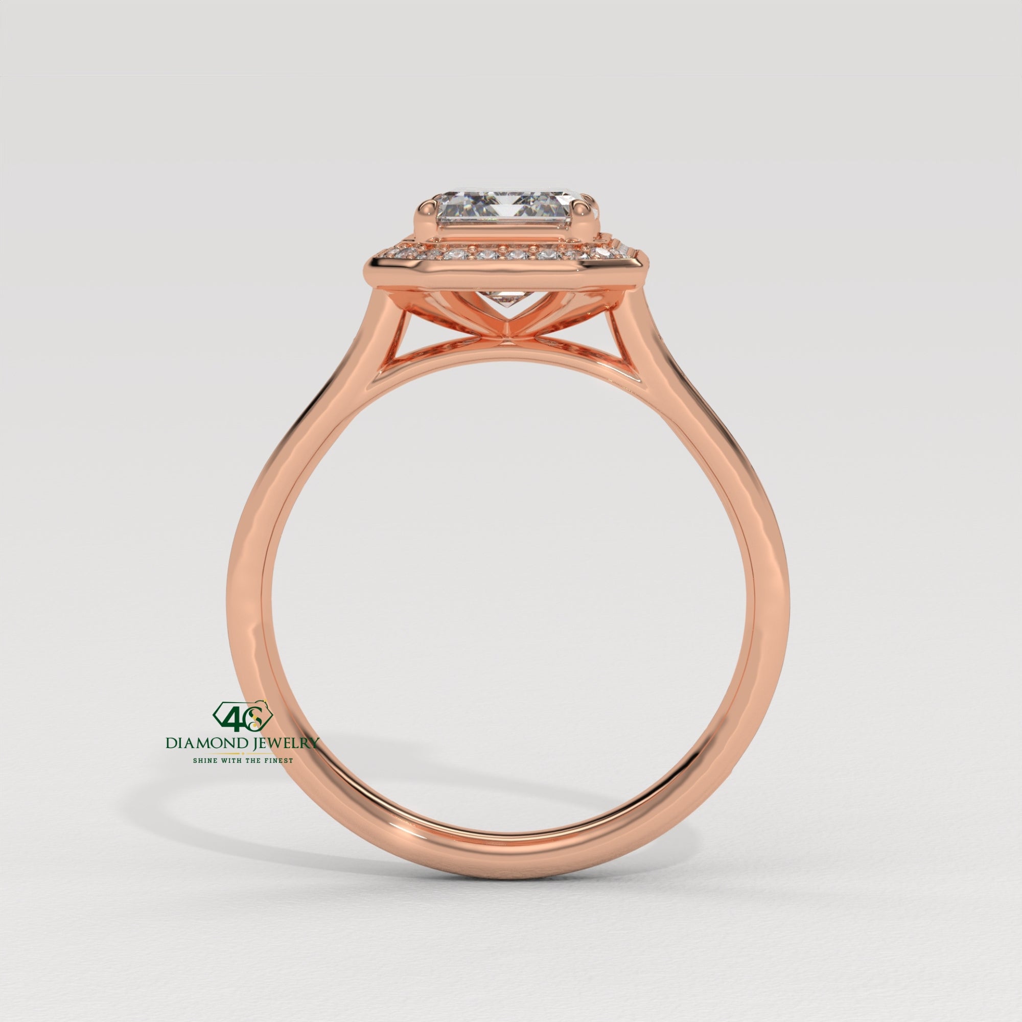 custom emerald cut engagement ring, emerald diamond ring for her, modern emerald cut ring, emerald cut diamond gold band