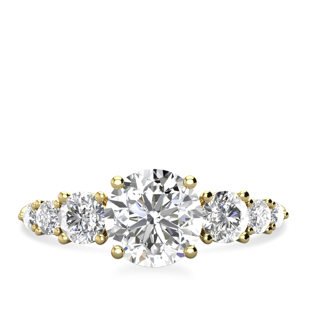 1.45CT Round Seven Stone Moissanite Diamond Solitaire Engagement Ring