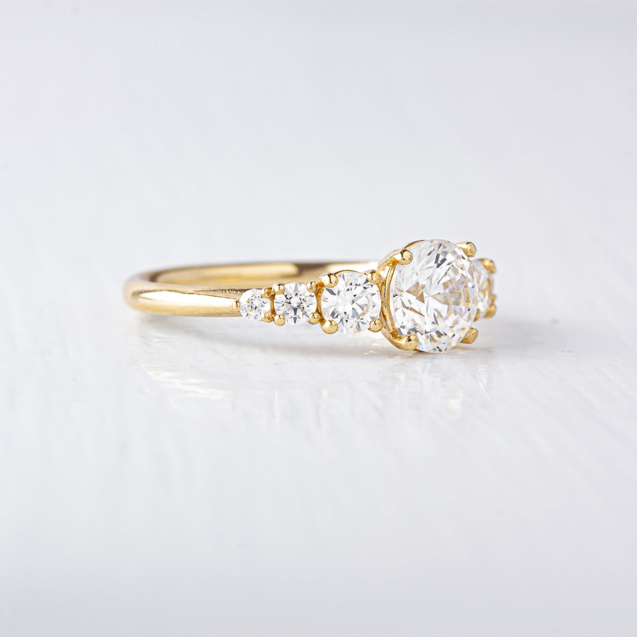 1.45CT Round Seven Stone Moissanite Diamond Solitaire Engagement Ring